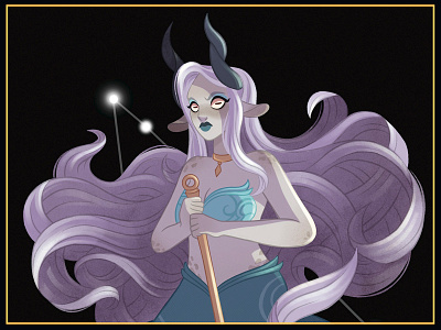 Capricorn 2d astrology character character design design drawing girl horoscope illustration mermaid mermay sketch stars tarot warrior zodiac zodiac sign