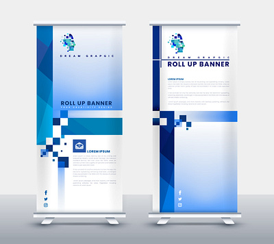 Roll up banner design banner bilboard branding flyer mockup sign vector