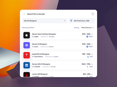 Modals - 🔍 Search for a New Job apple design figma job linkedin loom reviews search search results tesla ui ui ux design ui design ux ux design