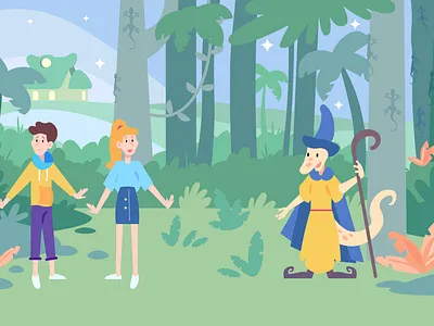 Teenagers adventure in a forest 2d adobe illustrator cartoon cartoon character cartoon illustration character concept character design character illustration children children book children book illustration fairy tale book fairy tale book illustration flat design illustration kids teen teenager teenager book illustration teenager illustration