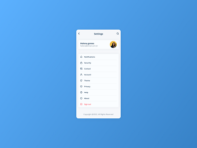 Daily UI 007 - Settings 007 dailyui design mobile setting settings ui webdesign