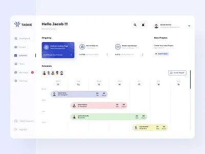 Taskie - Calendar View admin analytics app calendar chart dashboard data design desktop app graph project management project management tool stats task task app task list task management app ui ui inspiration user interface
