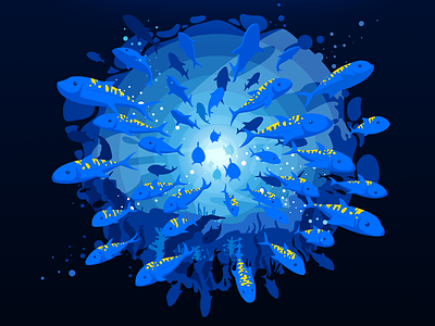 School of fish 🐠🐟 art blue circle depth fish illustration inspire landscape madewithsketch nature negative ocean proart prok-art prokopenko sea trend trout undersea underwater