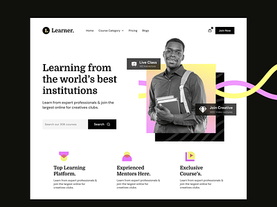 E-Learning Platform Landing Page - sadekud 2022 course course landing page education education lading page elearning elearning landing page institution landing page landing page landing page trend landing page trend 2022 online course online course landing page online education landing page uiux