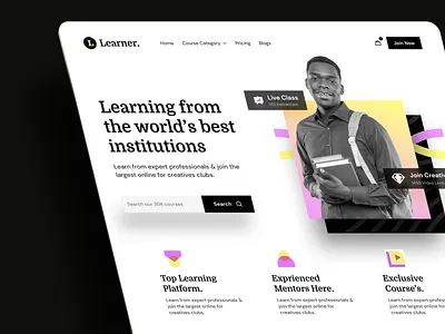 E-Learning Platform Landing Page - sadekud education education landing pagem elearning elearning landing page landing page online course landing page online education online education landing page sadekud trending landing page ui