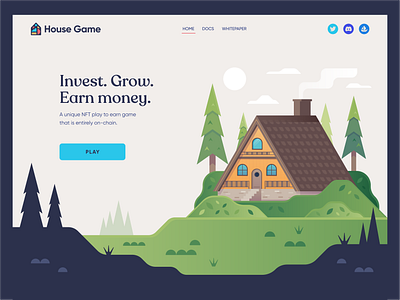 House Game / NFT Blockchain abstract blockchain brand cabin crypto ethereum game house icon illustration landing page nft play to earn shapes ui ux website