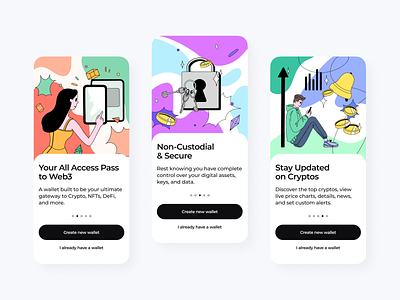 Crypto Onboarding app banking cuberto currency experience design graphics illustration interface design investment ui ux wallet