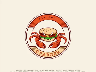 Logo Crab | Burger Food & Restaurant | Vintage Design illustration logo burger logo crab logo emblem logo fast food logo food logo mascot logo restaurant logo retro logo seafood logo vintage