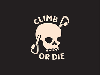 Climb or Die Illustration adventure branding carabiner climb climbing die gym illustration logo outdoors rope skull