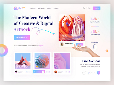 NFT Marketplace Website artwork buy cpdesign creativepeoples cryptoart cryptocurrency ethereum illu illustration landing page nft nft art nft landing page nft marketplace nft website purchase rarible trending virtual coin web design