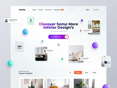 Interio | Interior Landing Page Design | ui_clutch branding design figma graphic design hero ui interior website landing page logo minimal hero minimal ui minimalistic minimalistic hero minimalistic ui ui ux ux ui vector web ui website hero website ui