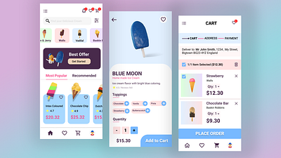 Ice Cream Delivery App app design figma illustration ui xd