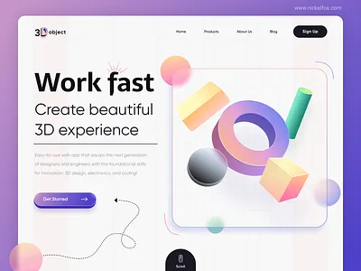 3D Object Webpage 3d 3d art abstract art branding clean color design exploration illustration interface login logo minimal objects product shapes ui vector webpage