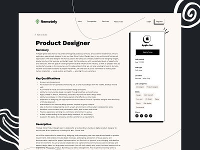 Job details - Remotely apple design inspiration job remote ui web webdesign website