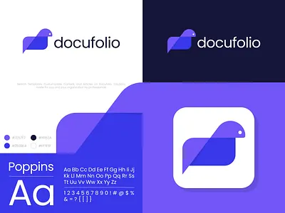 Docufolio bird brand and identity clever combination mark creative design design agency document file folder logo logotype management minimal portfolio simple software symbol tech startup unused logo