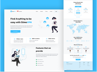 SlimeVPN Landing Page app branding browser browsing graphic design illustration internet landing page maps secure ui ux vpn vpn landing page