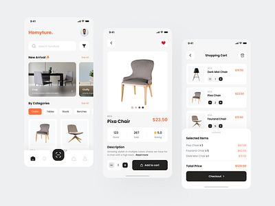 Homyture - Furniture Mobile Application android application chair desk dropship furniture ios market marketplace mobile product productpage reseller table