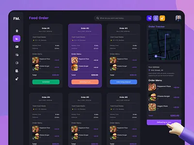 Food User dashboard SAAS Dark cleanui dark dashboard delivery design food food delivery inspiration management orderlist platform redesign restaurant revamp saas ui uiux user dashboard ux webapp