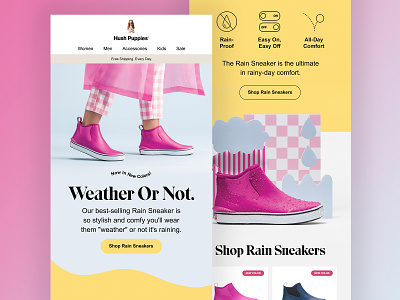 Hush Puppies Rain Sneaker Email Design bright colorful design digital ecommerce email fun marketing product retail shoe web