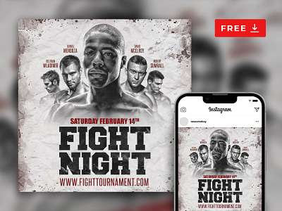 Free Fight Night Instagram Post Template psd