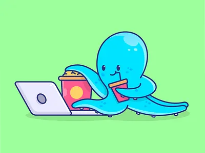 Movie Time cinema cola illustration logo mascot movie netflix octopus popcorn television