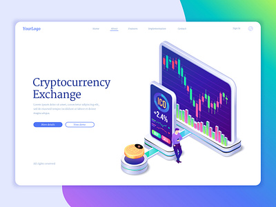 Crypto Exchange Website Landing Page Design - eBizneeds android app design android app development app designer app designers web development website development