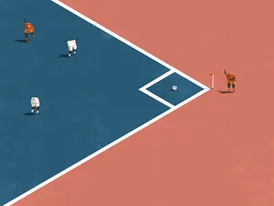 Football ball blue character corner football football game illustration isometric kick kit match olympics people players playing small people soccer sport sporting sports day