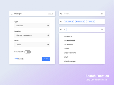 Advanced Search : Daily UI 022 advanced filter advanced search complex search daily ui daily ui challenge design element design system form ui job platform job search search search bar search function ui ui design ui ux