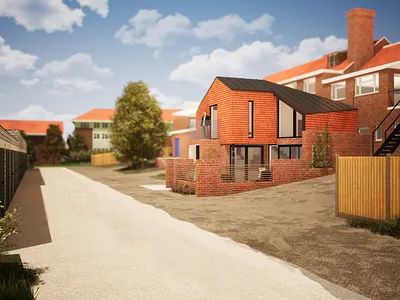 Duplex proposed for infill site 3d render arch viz architecture