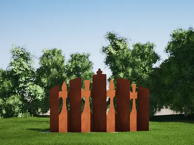 Visualisation of artist's sculpture work 3d render arch viz art