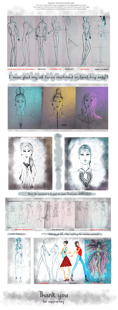 COLLEGE WORK FASHION CROQUI COMPILATION croquis face fashion figure hand illustration illustration illustrator