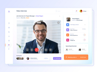 Web application screen for job applicant interview app designs application apps clean design hr tool interface design interview minimal design product design ui ui design userinterface ux video calling web app webdesign website