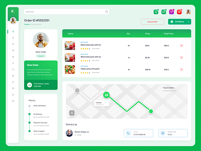 Restaurant dashboard SAAS UI app clean dashboard data delivery design desktop detail food list order productivity profile restaurant table ui user ux website whitespace