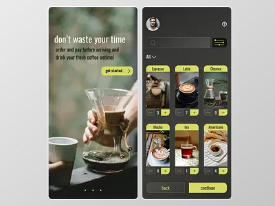 Coffee order app concept app branding design ui uiux ux