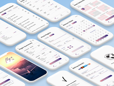 Fly UX project app begginer design fly fly ux flying junior mobile purple travel ui design ux ux design