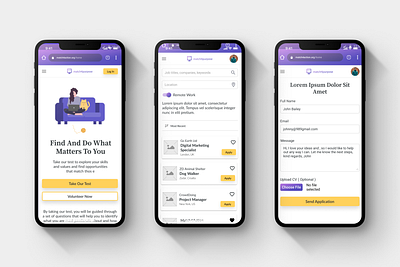 Match 4 Action mobile design bono find help ikigai interface landing page light mentor mentorship mobile pro project theme united ux design volunteer work world