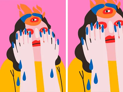 I bright cartoon character design illustration minimal on fire portrait portrait illustration stress vector