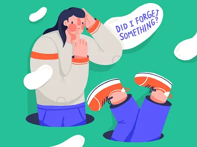 Forgetfulness ageing aging character forgetful getting old hole illustration legs mental health old shoes woman