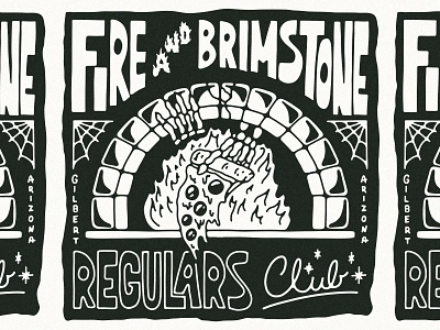 Fire & Brimstone Pizza Box arizona box club drippy pizza fire and brimstone illustration oven packaging pizza pizza box punk punk rock restaurant skeleton spider web sustainability tote wood fired