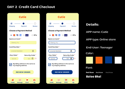 <100-day Challenge> Day 2 --Credit Card Checkout Page 100daychallenge dailyui design ui ux