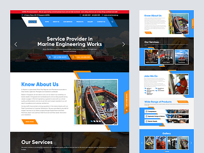 K-Marine Engineering Landing Page Design compressor consultation design engineering fabrication fitting graphic design homepage hydraulic landingpage maintenance marine modern pumps repair ship spair parts ui ux water works