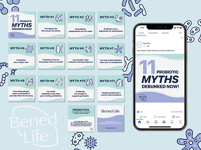Probiotic Myths Social Media Posts graphic design health instagram social media design