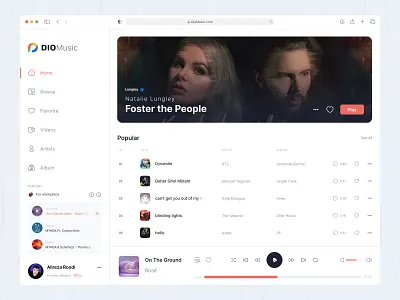 Dio Music - Music Media Player Dashboard 🎼(Light mode) dashboard minimal music music player ui ui ux