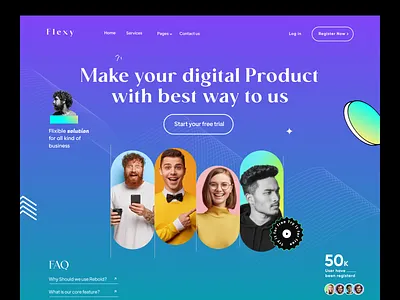 Flexy landing page UI design agency agency website digital agency home home page homepage landing landing page landingpage madhu mia marketing product designer services ui ux visual design web page web site website