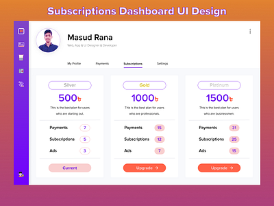 SaaS Web UI Design - Subscription Dashboard admin panel dashboard dashboard app dashboard design dashboard landing page dashboard web payment plan pricing pricing plan pricing table saas software subscription ui uidesign uiux user interface web web app