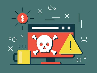 Illustrations for Datto branding campaign cloud coffee computer computer virus drawing hero image icon identity illustration laptop money ransomware server storage virus visual art warning website