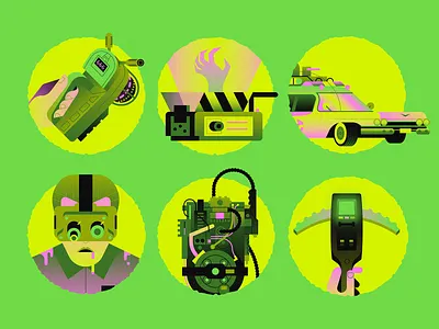 Ghostbusters tools spot illustrations art design editorial flat ghostbusters graphic design icon design illustration logo movie poster retro spot illustrations texture vector