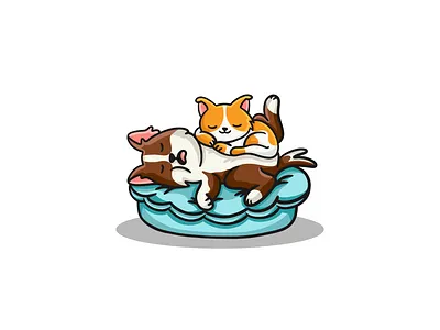Sleep time bed cat cat and dog cat bed cat bed logo cat logo character design design dog dog and cat dog bed dog bed logo dog logo graphic design illustration logo logo design sleep sleep logo vector