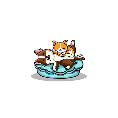 Sleep time bed cat cat and dog cat bed cat bed logo cat logo character design design dog dog and cat dog bed dog bed logo dog logo graphic design illustration logo logo design sleep sleep logo vector