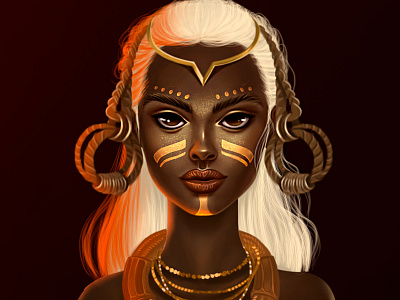 Woman protected by goddesses adobe photoshop africa africa decoration branding cultura digital art face femenine graphic design illustration